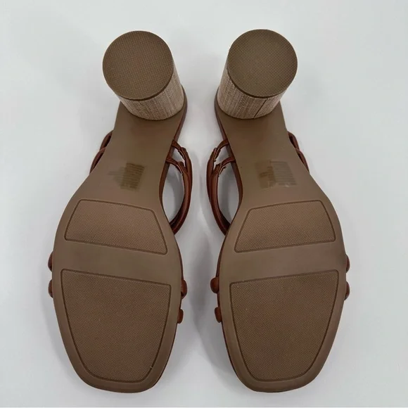 LC Lauren Conrad Sandals Women 11 NEW Brown Strappy Heel Slip On Open Toe - Picture 8 of 9